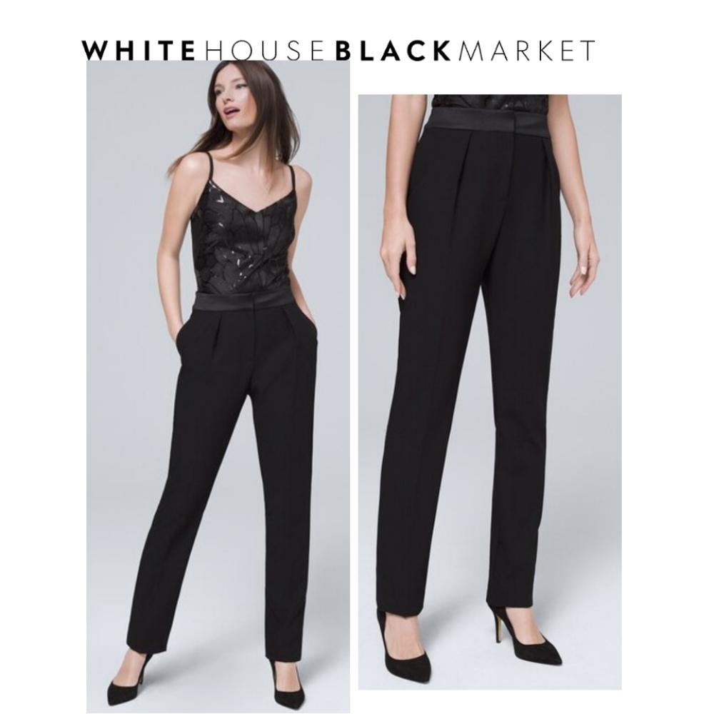 WHBM White House Black Market Black Tuxedo Pants - 6 Long NWT